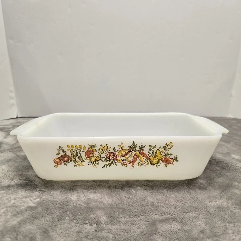 Anchor Hocking Country‎ Harvest Milk Glass Loaf Pan 1 Qt Vintage White Baker 441